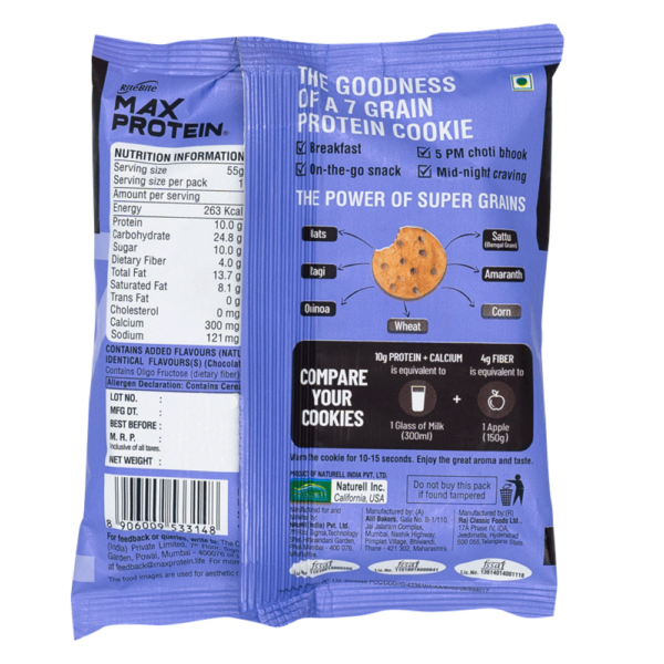 RiteBite Max Protein Cookies Choco Chips Biscuits Cookies, No Maida- ECW1025 - Image 2