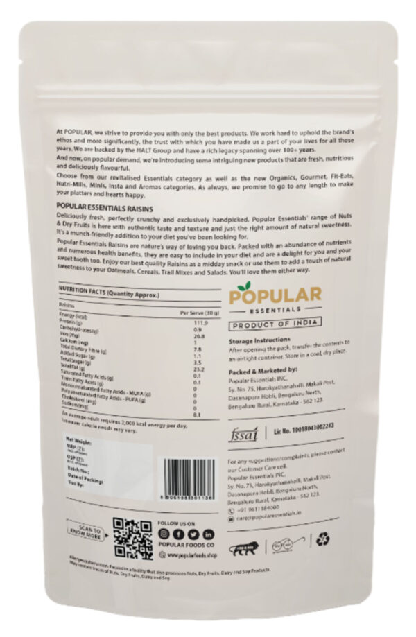 Popular Essentials Dry Grapes/Raisins- VUW1066 - Image 3