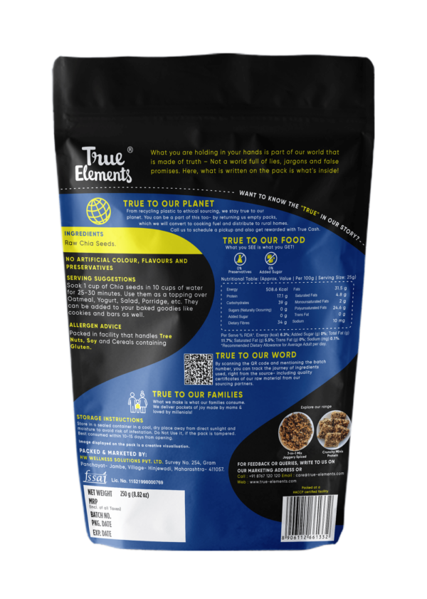True Elements Chia Seeds Non-Gmo Seeds For Eating Rich In Omega -3 And Fibre Healthy Snacks- VUW1070 - Image 3