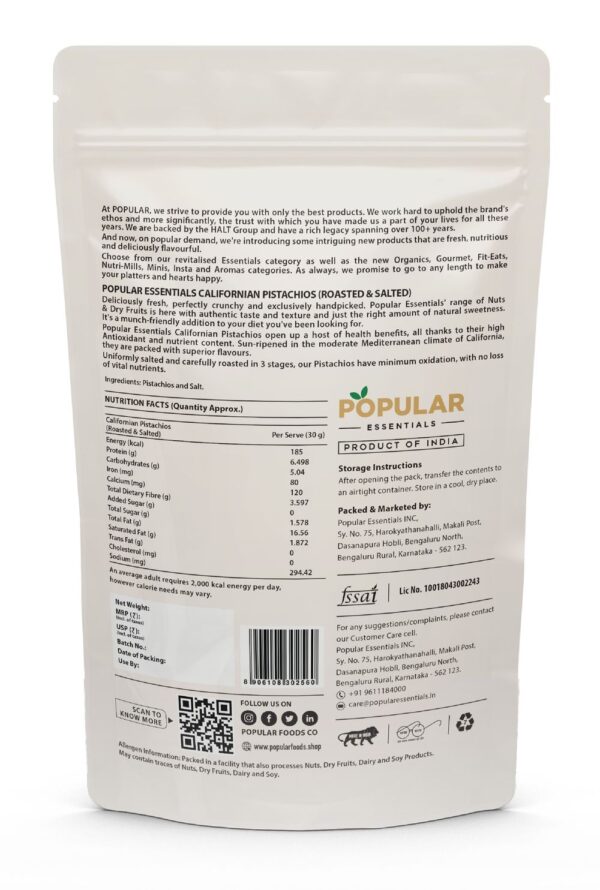 Popular Essential Californian Pistachios Roasted & Salted (With Shell)- VUW1075 - Image 3