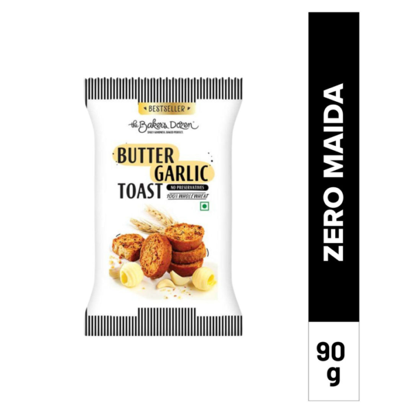 The Baker's Dozen Zero Maida Butter Garlic Toast Baked Snack No Palm Oil No preservatives 100% Wholewheat- XVF1010