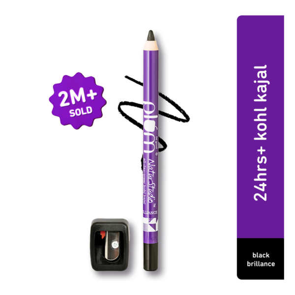 Plum NaturStudio All-Day-Wear Kohl Kajal Black Brilliance with FREE SHARPENER- CWK1014