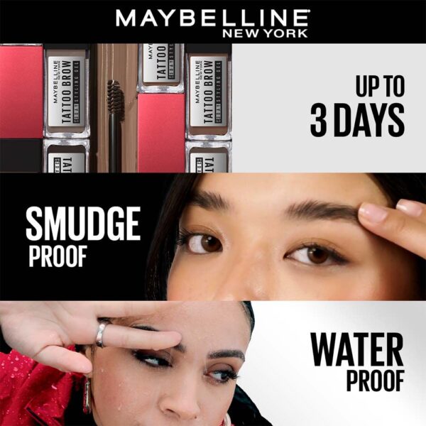 Maybelline New York Tattoo Brow 3 Day Styling Brow Gel - Deep Brown- BUE1010 - Image 3