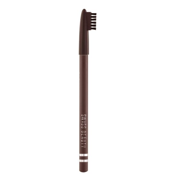 Swiss Beauty Waterproof Eyebrow Pencil With Brush Shade - Dark Brown- BUE1011 - Image 2