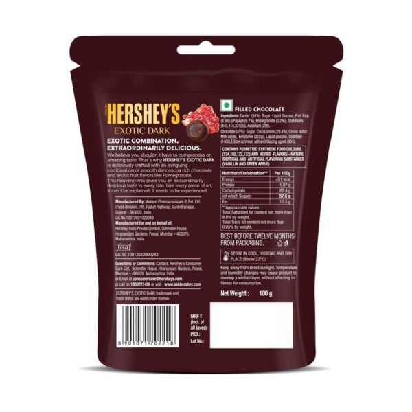 Hershey's Exotic Dark Pomegranate Chocolate Share Bag - EYT1048 - Image 2