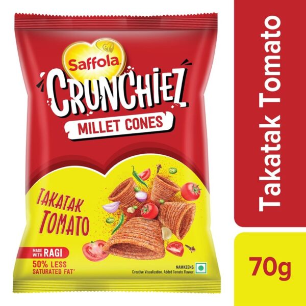 Saffola Crunchiez (Munchiez) Ragi Chips Takatak Tomato, Tasty and Healthy Snacks- BCK1060