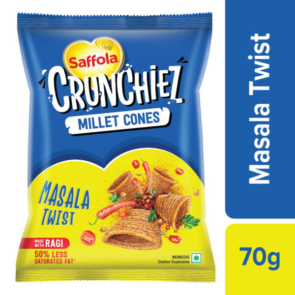 Saffola Crunchiez (Munchiez) Ragi Chips Masala Twist, Tasty and Healthy Snacks Chips- BCK1061