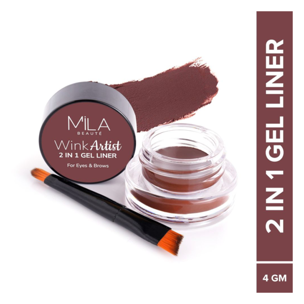 Mila Beaute Wink Artist 2 In 1 Gel Liner For Eyes & Brows Waterproof Upto 36Hours - Brown- LKD1053