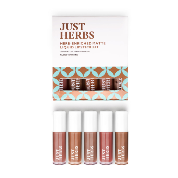 Just Herbs Enriched Liquid Lipstick Kit Set Of 5 Nudes & Browns- KYH1006