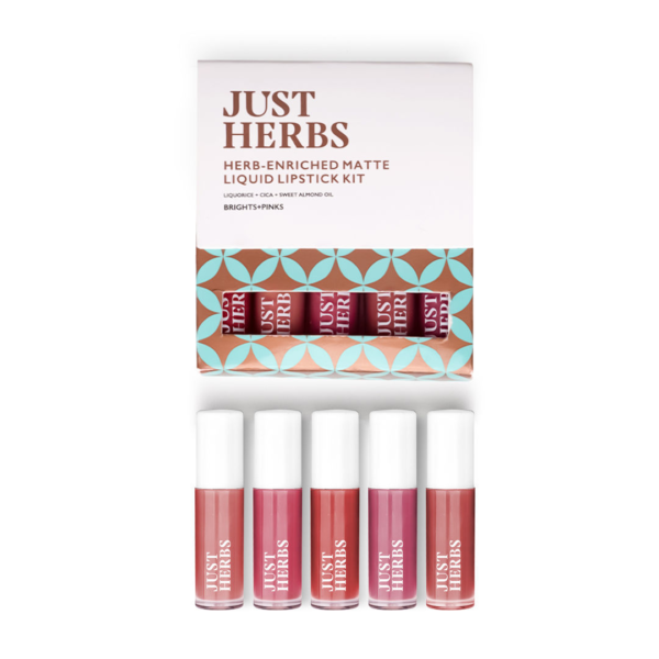 Just Herbs Enriched Liquid Lipstick Kit Set Of 5 Brights & Pinks- KYH1007