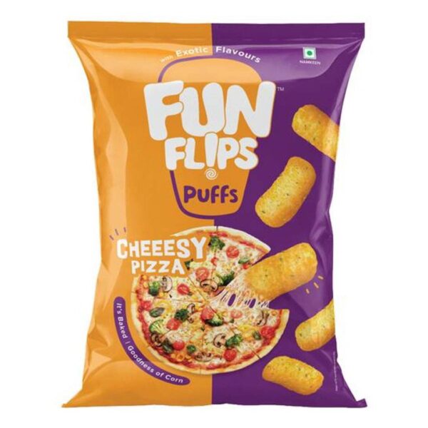 Fun Flips Puffs Cheeesy Pizza Healthy Baked Snacks- BCK1089