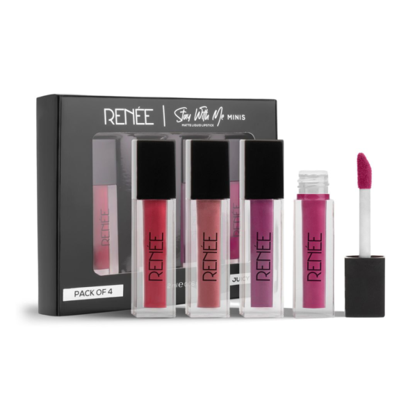 Renee Stay With Me Minis Matte Liquid Lipsticks, 01 Juicy Berries 2Ml Each- QTB1016