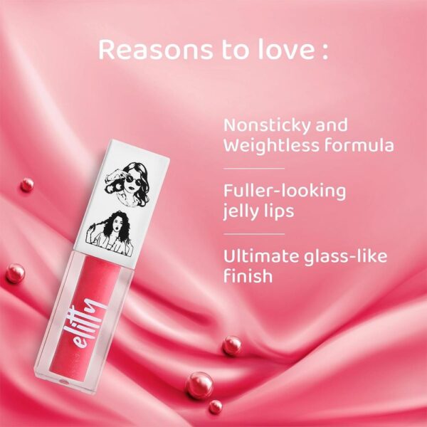 Elitty Pink Lip Gloss For High Shine (Pretty Chill)- QTB1021 - Image 3