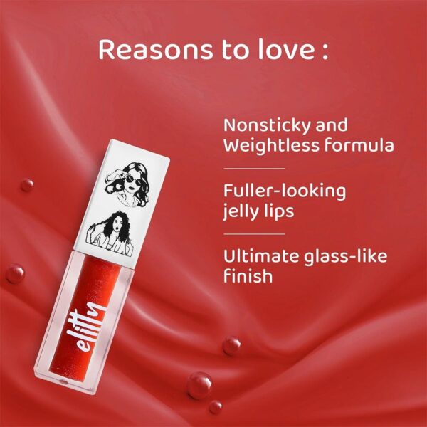 Elitty Red Lip Gloss For High Shine (Pretty Extra)- QTB1022 - Image 3