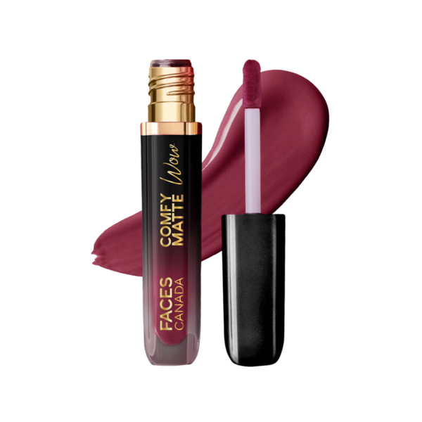 Faces Canada Comfy Matte Wow Liquid Lipstick - Plum Passion 04, One Swipe Application- KYH1030