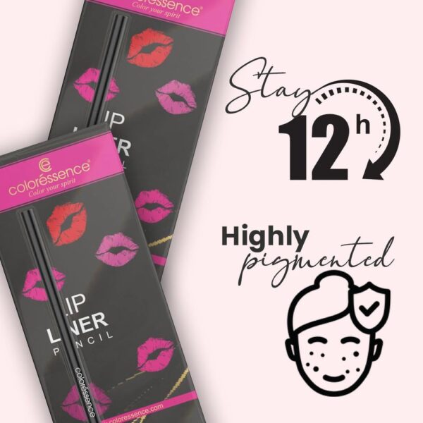 Coloressence Lip Liner Pencil Long Lasting Pigmented Definer Waterproof Formula - Maroon- EFT1008 - Image 3