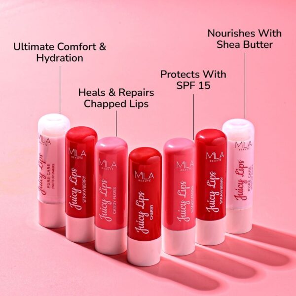 Mila Beaute Juicy Lip Balm Cherry Upto 12 Hrs Moisturisation & Tint Spf15- DRV1006 - Image 3