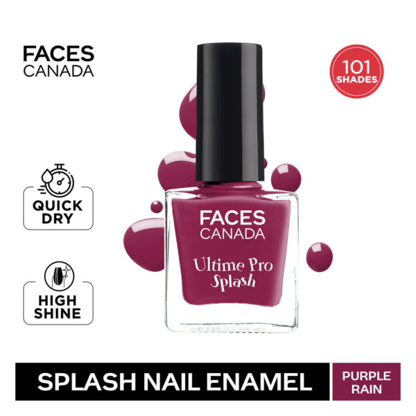 Faces Canada Ultime Pro Splash Nail Enamel - Purple Rain 19 Glossy | Quick Drying- RUC1014