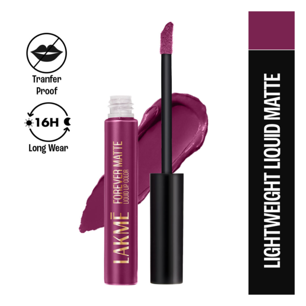 Lakme Forever Matte Liquid Lip, 16Hr Lipstick, Lightweight & Transferproof - Wine Glow- KYH1084