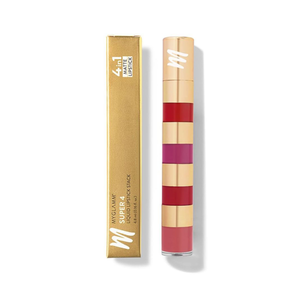 Myglamm Super 4-In-1 Matte Liquid Lipstick Stack - True Bolds- KYH1089