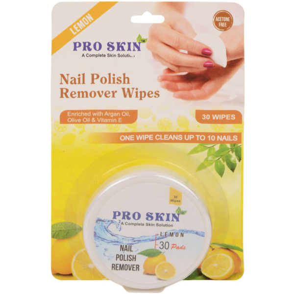 Pro Skin Nail Polish Remover Wipes - Lemon, 30 wipes- WQS1008