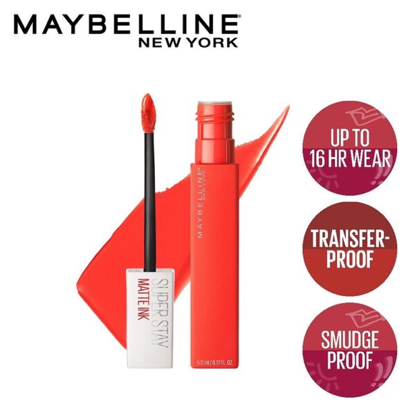 Maybelline New York Super Stay Matte Ink Liquid Lipstick - 25 Heroine- KYH1101 - Image 4