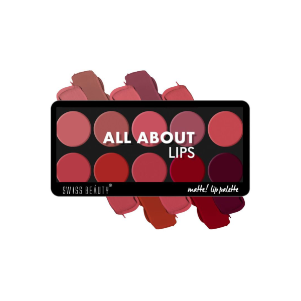 Swiss Beauty All About Lip Palette With 10 Pigmented Colors, Creamy Matte Lip Shade Multicolor- 01- NPH1042