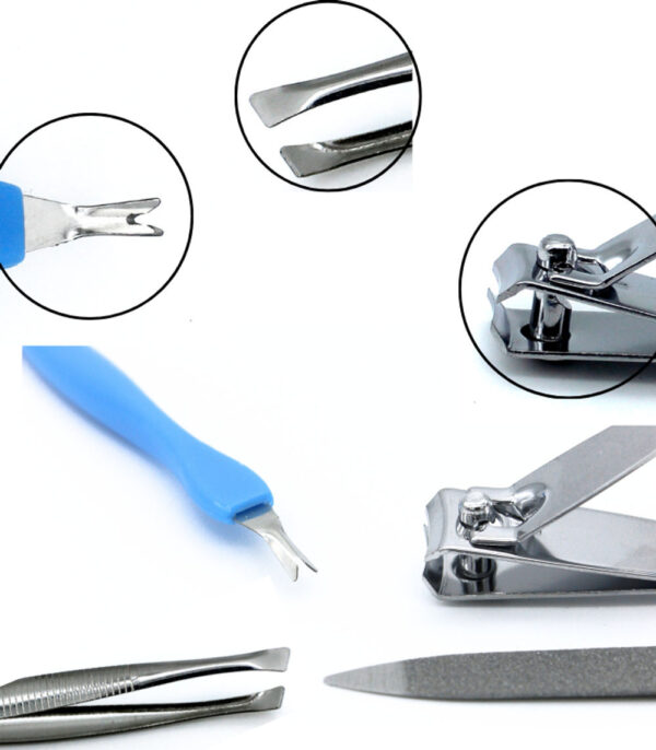 Manicure Pedicure Kit 5 In 1 Assorted Color (Nail Clipper, Nail Filer, Scissors, Tweezer & Cuticle Remover)- WNJ1007 - Image 3