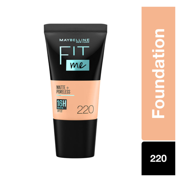 Maybelline New York Fit Me Matte+Poreless Liquid Foundation Tube 220 Natural Beige- TNW1001