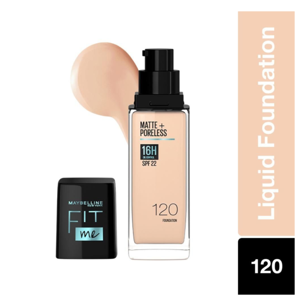 Maybelline New York Fit Me Matte + Poreless Liquid Foundation With Spf, 120 Classic Ivory- TNW1002