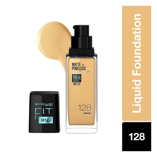 Maybelline New York Fit Me Matte + Poreless Liquid Foundation With Spf, 128 Warm Nude- TNW1006