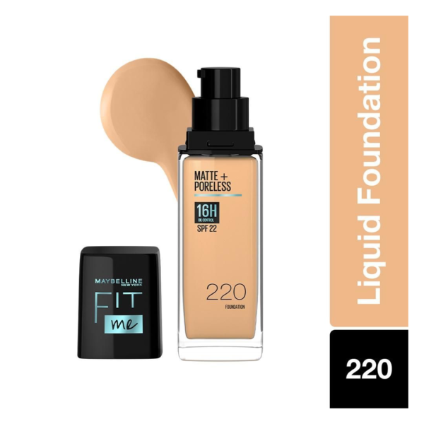 Maybelline New York Fit Me Matte + Poreless Liquid Foundation With Spf, 220 Natural Beige- TNW1011