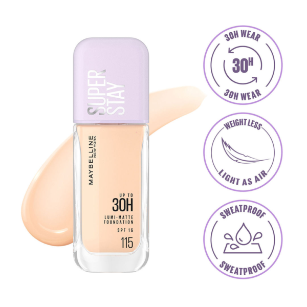 Maybelline New York Super Stay Lumi Matte Liquid Foundation, 115- TNW1016