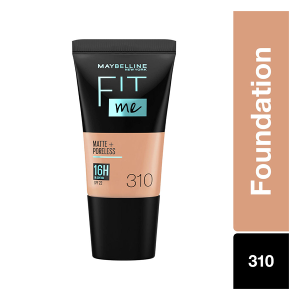 Maybelline New York Fit Me Matte+Poreless Liquid Foundation Tube, 310 Sun Beige- TNW1020