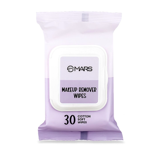 Mars Makeup Remover Wet Wipes For Face 30 Cotton Soft Wipes- WAX1003 - Image 2