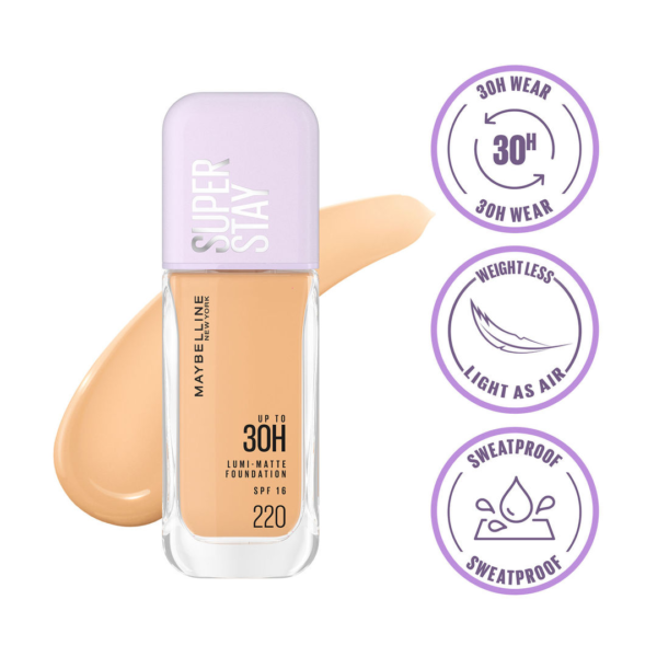 Maybelline New York Super Stay Lumi Matte Liquid Foundation, 220- GUB1020