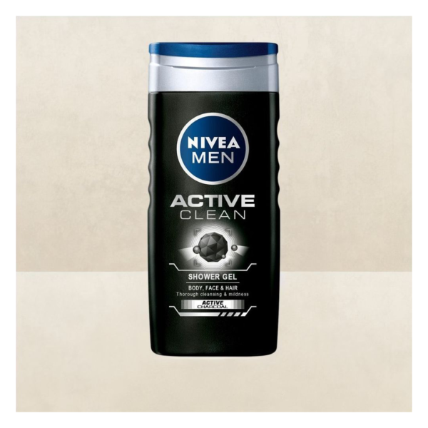 Nivea Men Active Clean with Active Charcoal Shower Gel for Body Face & Hair- ASG1023