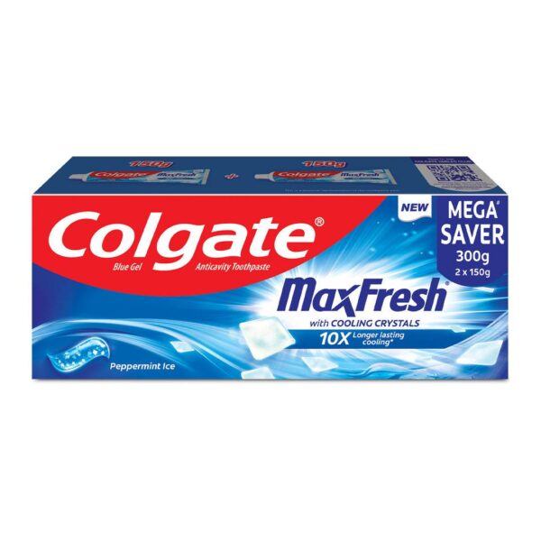 Colgate MaxFresh Toothpaste, Blue Gel Paste with Menthol for Super Fresh Breath (Peppermint Ice, Saver Pack)- EQB1004