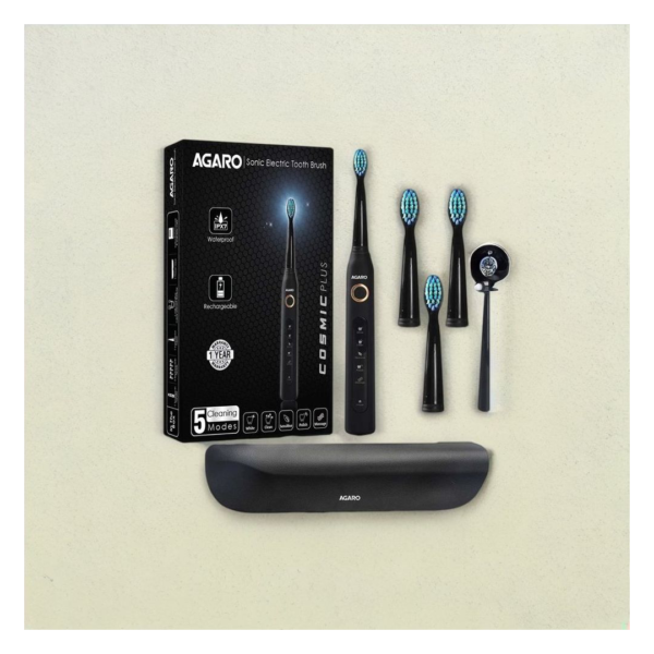 AGARO COSMIC PLUS Sonic ElectricTooth Brush For Adults With 5 Modes, 5 Brush Heads Power Toothbrush- TTR1010