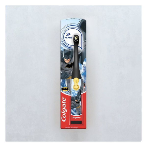 Colgate Batman Toothbrush For Kids, Battery Powered Electric Toothbrush, Age 3+, Kids Toothbrush With Extra Soft Bristles And Slim Handle, Includes Replaceable Batteries- TTR1012