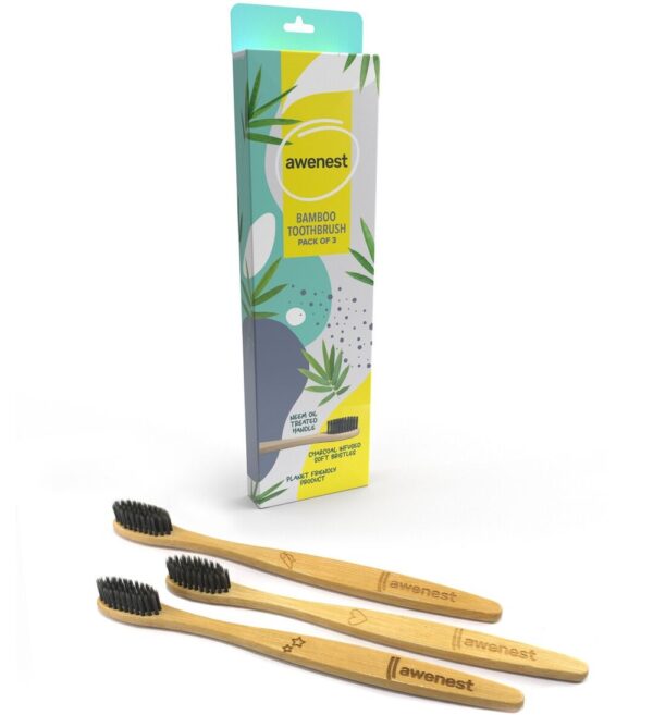 Awenest Bamboo Toothbrush With Charcoal Activated Soft Bristles- TTR1014