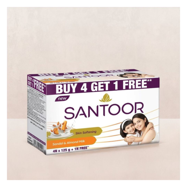 Santoor Skin Softening Sandal and Almond Milk Bathing Soap With Anti-Aging Properties- ABZ1026