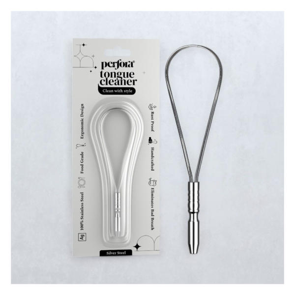 Perfora Silver Tongue Cleaner For Fresh Breath, Improved Taste Sense & Bacteria Removal- TTR1021