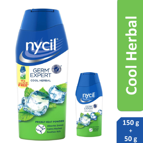 Nycil Cool Herbal Prickly Heat Talcum Powder 150g (Cool Herbal 50g Free)- JWT1008