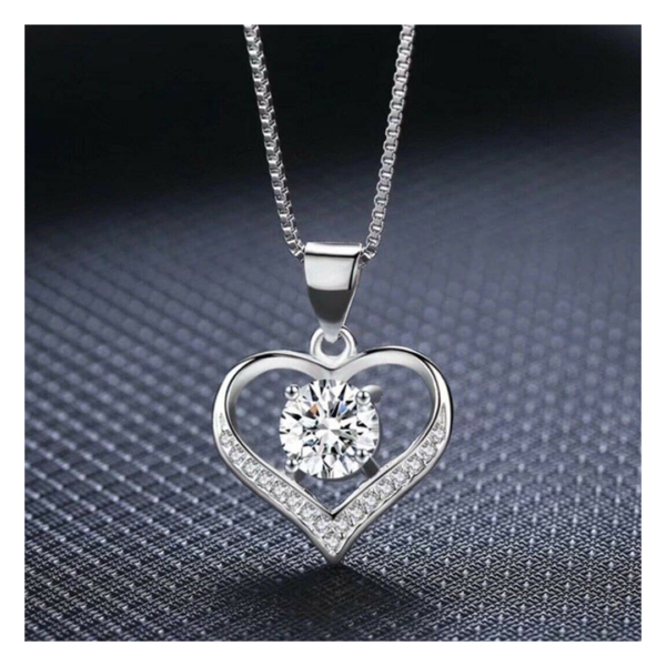 Designs & You Silver-Plated Heart Themed Cubic Zirconia Pendant- BQS1001