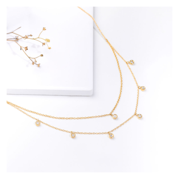 GIVA Golden Dual Layer Zircon Necklace- BQS1002