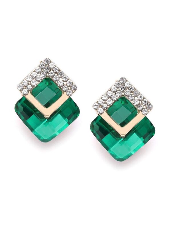 YouBella Jewellery Fashion Crystal Stud Earrings For Girls And Women - Green- TBC1001 - Image 2