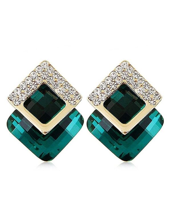 YouBella Jewellery Fashion Crystal Stud Earrings For Girls And Women - Green- TBC1001 - Image 3