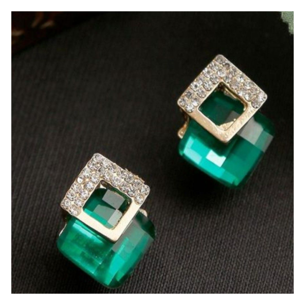 YouBella Jewellery Fashion Crystal Stud Earrings For Girls And Women - Green- TBC1001