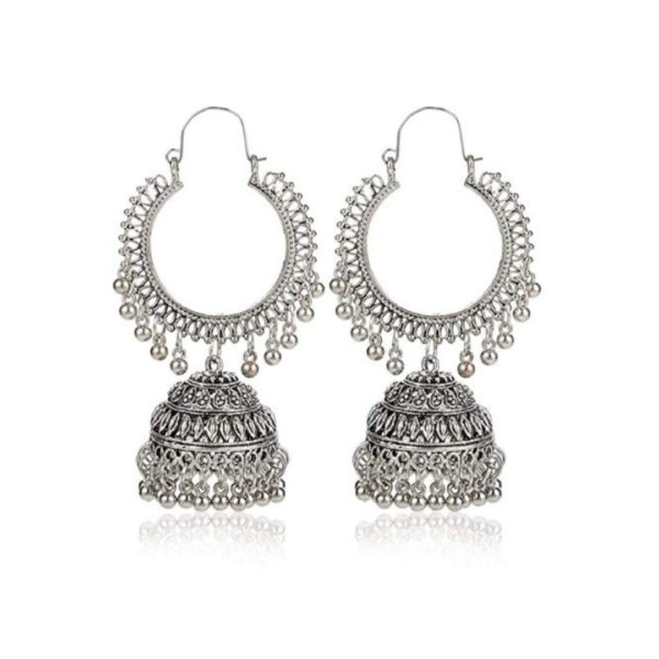 YouBella Jewellery Earrings Afghani Oxidised Silver Jhumka Earrings For Girls And Women- TBC1002